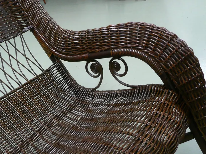 Hidden in the "before" photo is the only remaining spiraled reed, otherwise I wouldn't have known what was originally there. My close friend and master-craftsman, Jr. Strasil bent a 1" diameter hickory stick to replace broken seat rail.