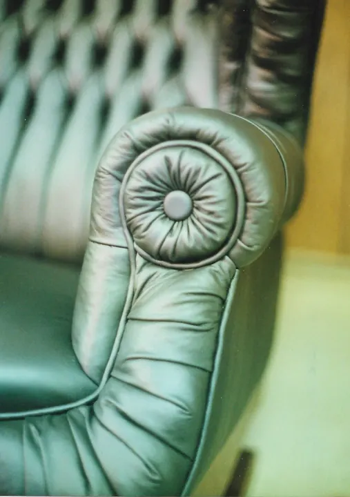 Unlike most Turkish chairs, this had wooden framing on the arm facing and outer wings rather than steel wire.