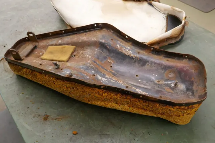 The seat pan needed a few places hammered back to shape.